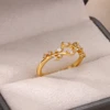 Bagues géométriques de luxe en Zircon pour femmes, en acier inoxydable, couleur or, anneau ouvert, tendance, fête de mariage, bijoux esthétiques, cadeau pour Femme
