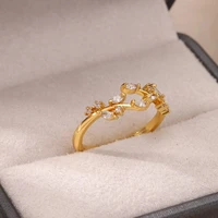 Luxury Zircon Geometric Rings For Women Stainless Steel Gold Color Open Ring Trendy Wedding Party Aesthetic Jewerly Gift Femme - Image 6