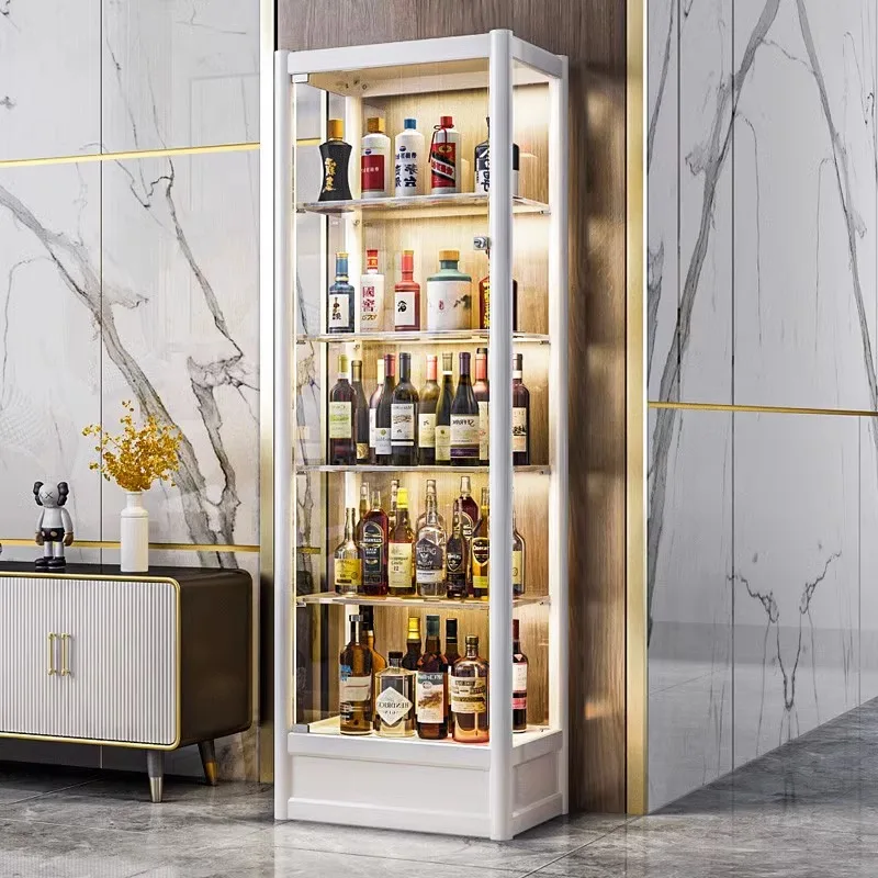 Luxury Metal Bar Wine Display Cabinet for Living Room Household Bar Furniture Wall High-end Glass Display Cabinet Showcase