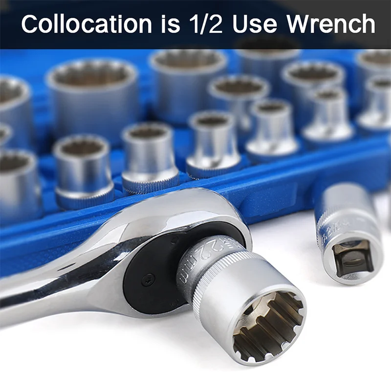 21-teiliges 1/2 Zoll Torx-Steckschlüssel-Set, Ratschenschlüssel-Werkzeug, 12-Punkt, 8–36 mm Spezifikation, Steckschlüsselkopf-Set, Auto-Reparatur-Werkzeug – Detail 2
