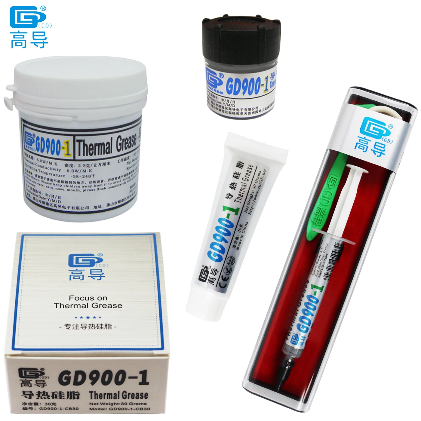 

Net Weight 3/30/150 Grams Gray GD900-1 Thermal Conductive Grease Paste Plaster Heat Sink Compound for CPU GPU LED BX CB CN ST