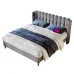 Polsterbett Doppelbett Mit Usb Type C Ladefunktion, Bettgestell Mit Lattenrost, Gepolstertes Bett In Grau,140X200 Cm Bettrahmen