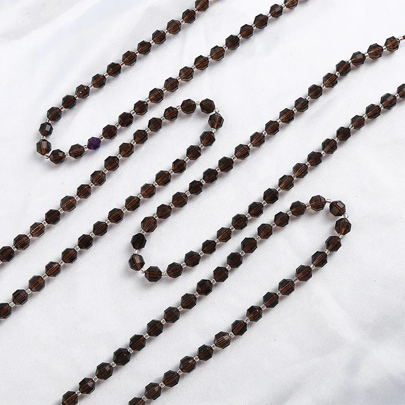 Natural Faceted Smoky Quartz Crystal Stone Spacer Beads Loose Beads For Jewelry Making Diy Handmade Bracelet Accessories