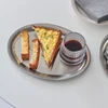 1PC Modern Stainless Steel Tray Afternoon Tea Cake Treat Dish Egg Shaped Tray Creative Stainless Steel Elliptical Plate Decor 5