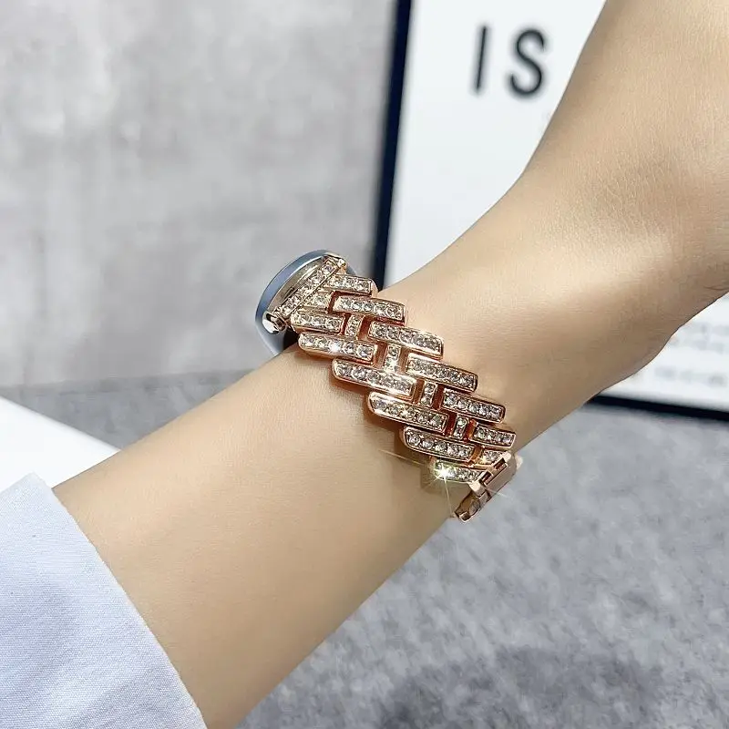 Elegant Diamond Metal Watch Band - Bling Jewelry Dressy Strap Bracelet
