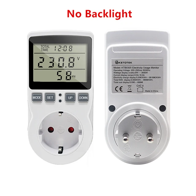 Digital Wattmeter 220V Power Energy Meter EU Plug Socket Analyzer AC Voltmeter Ammeter Consumption Monitor Kwh And Cost Display soil ph meter Measurement & Analysis Tools