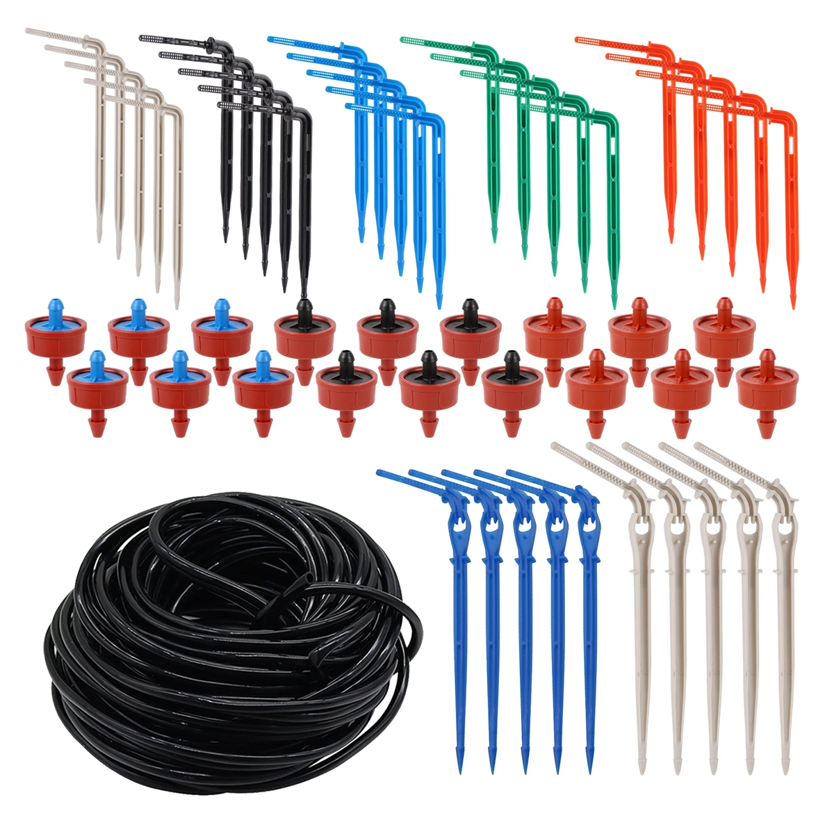 

50cm 4/7mm Hose Pressure Compensated Emitter Kits 7 Types One Arrow Dropper Garden Potted Plants Drip irrigation Device 10sets