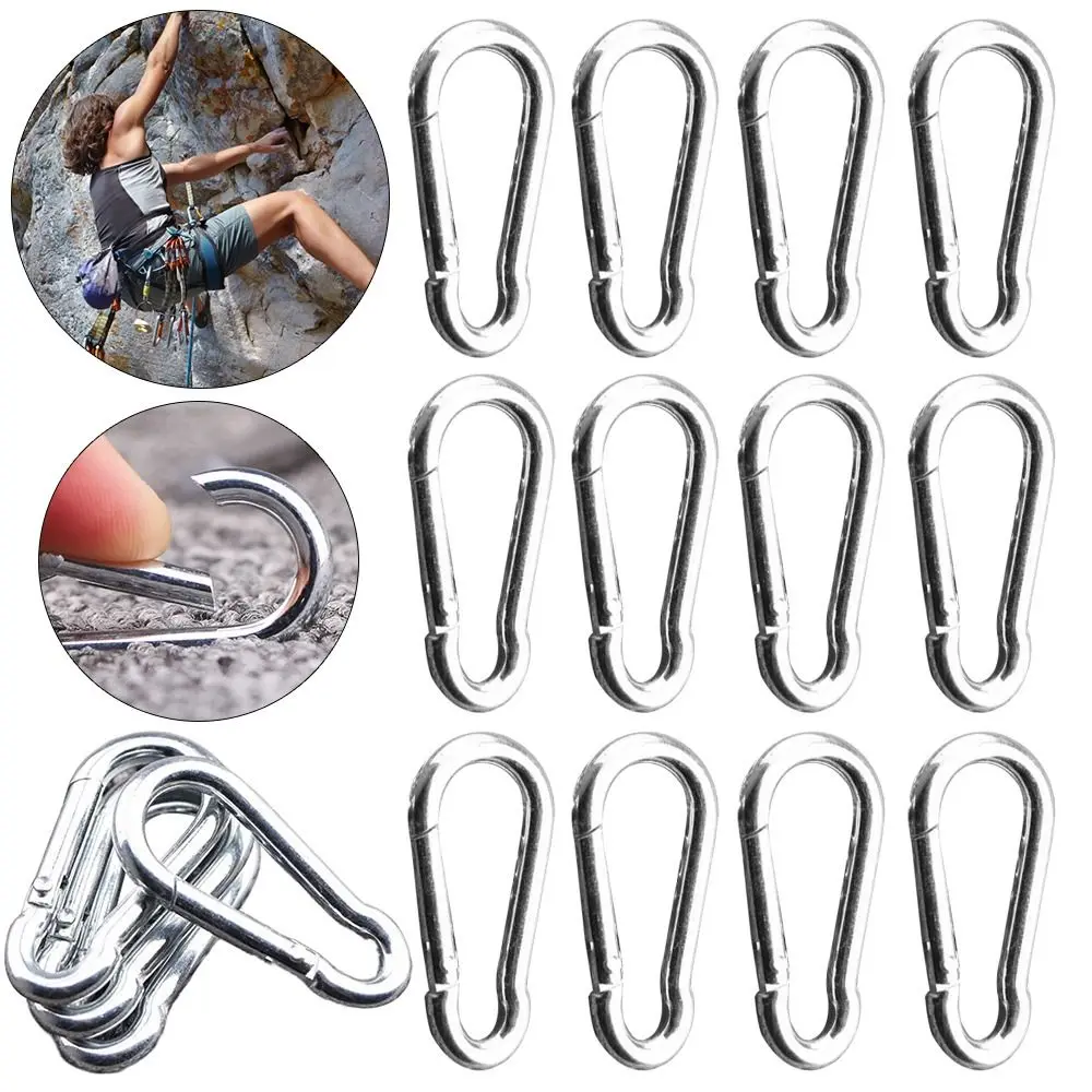 

5pcs 4x40mm Spring Quick Link Lock Ring Outdoor Climbing Gear Carabiner Safety Hook Travel Kit Camping Equipment Iron