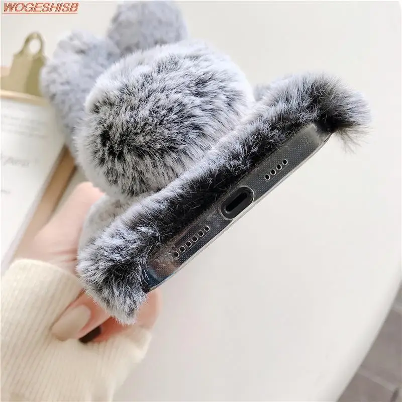 Warm Winter Furry Rabbit Bunny Fur Plush Phone Case Cover