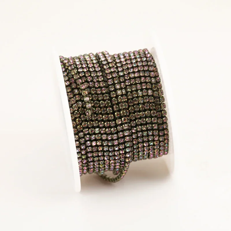 Vibrant Rhinestone Cup Chain with Colorful Base - Luxurious Sewing and Apparel Accessory