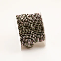Vibrant Rhinestone Cup Chain with Colorful Base - Luxurious Sewing and Apparel Accessory - SS12(3mm)-10yards (Rainbow)