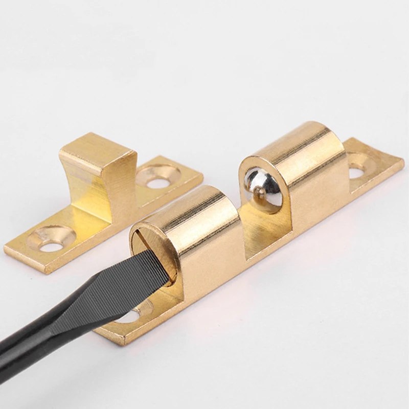 KK&FING 40-70mm Double Ball Catch Brass Door Latch Cabinet Door Touch Bead Wardrobe Switch Buckle Type Cabinet Suction