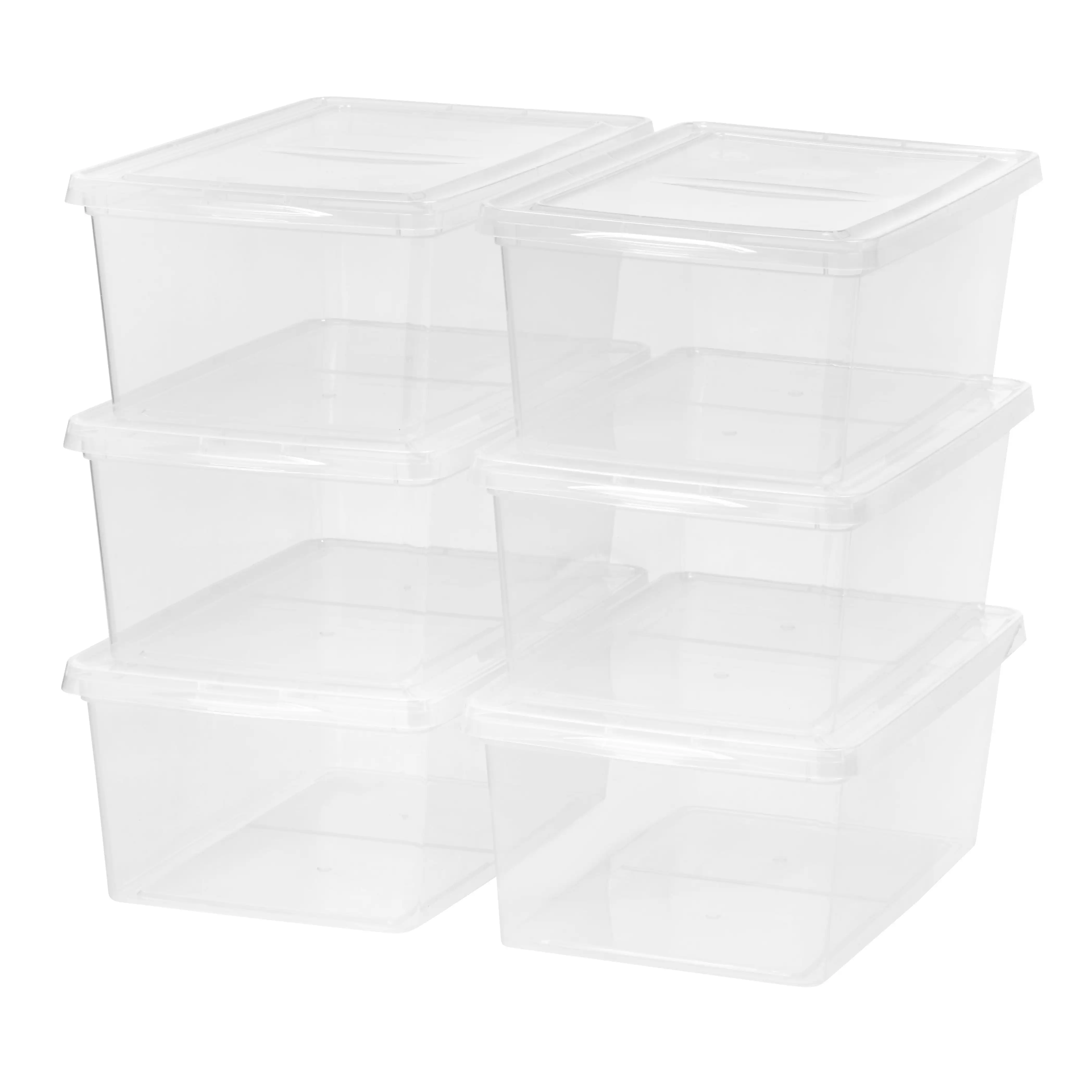 

free shipping 17 Qt. (4.25 gal.) Plastic Stackable Closet Storage Box, Clear, Set of 6