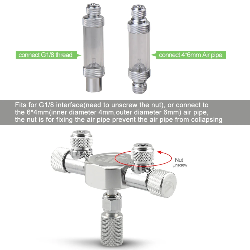 Aquarium Tank CO2 Splitter Regulator Distributor Needle Fine Adjusting Valve for CO2 Regulator with 2/3/46 Way Outlets