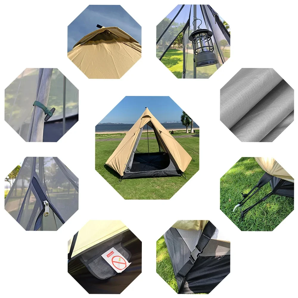 Ultralight Pyramid 4 Person Camping Tent Travel Family Tourist Double Layer Outdoor Hiking Large Teepee Backpacking Tipi tents