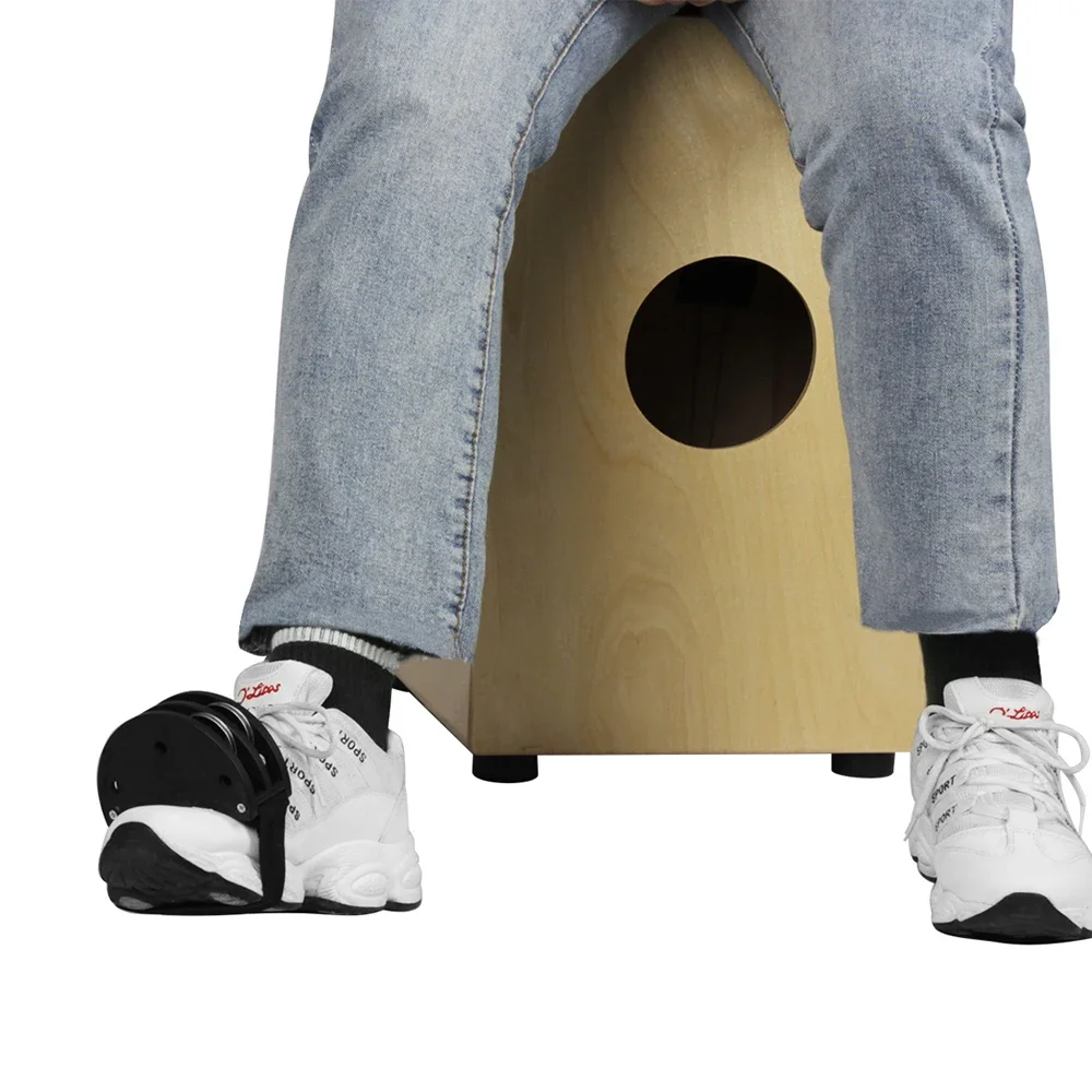 Percussion Instruments Black Elliptical Cajon Box Drum Companion Hand Foot Jingle Tambourine Accessory