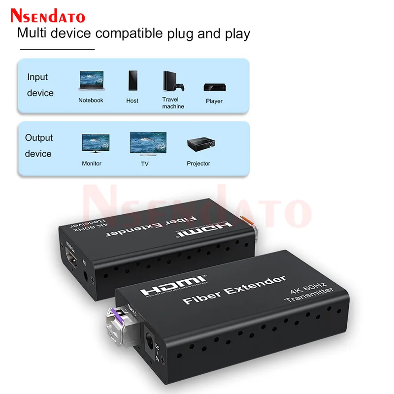 HDMI Fiber Optic Extender 20Km 4K 60Hz over LC Fiber Optical Cable HDMI 2.0 Fiber Video Transmitter Receiver With Audio For HDCP