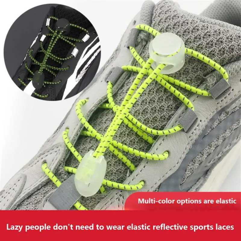 

1Pair Elastic Reflective Shoelaces Without Ties Shoe Laces Outdoor Lazy Lace Quick Locking Sneakers Tie-free Rubber Shoestring