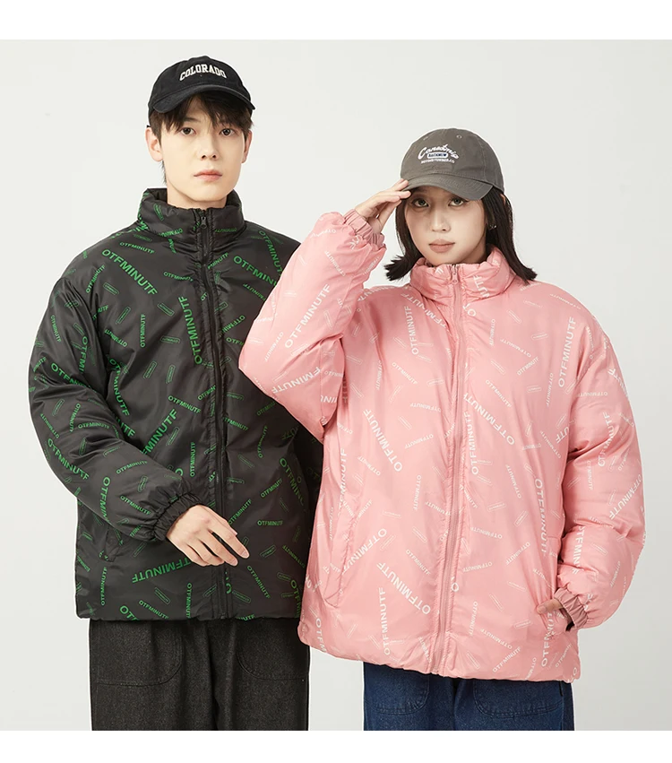 

New Winter Reversible Jackets for Men Women Puffer Jacket Bubble Cotton Padded Clothes Warm Waterproof Outdoor Couple Down Coats