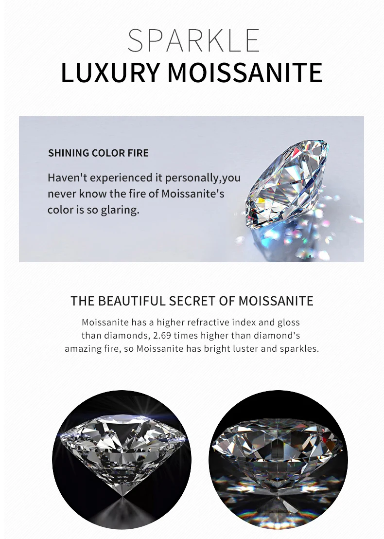 MODIAN Exquisite D Color Round Moissanite Finger Rings 925 Sterling Silver Classic Twinkling Wedding Jewelry For Women Gifts