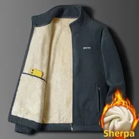 Men's Fleece Lined Thickened Jacket Outerwear Casual Loose Fit Regular Length Comfortable Soft Lamb Velvet Sweatshirt