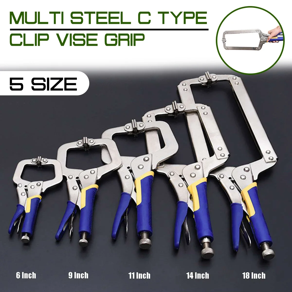 Multi-function Steel Clip Vise Grip Locking Alicates Grampos para Carpintaria Face Clamp Hand Tool Alicates tipo c 11 14 18