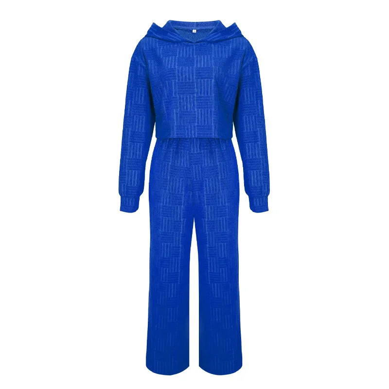 BKLD Women Clothing Autumn And Winter Hoodie Set Casual Fashion Solid Color Long Sleeve Tops And Wide Leg Pants Two Piece Sets