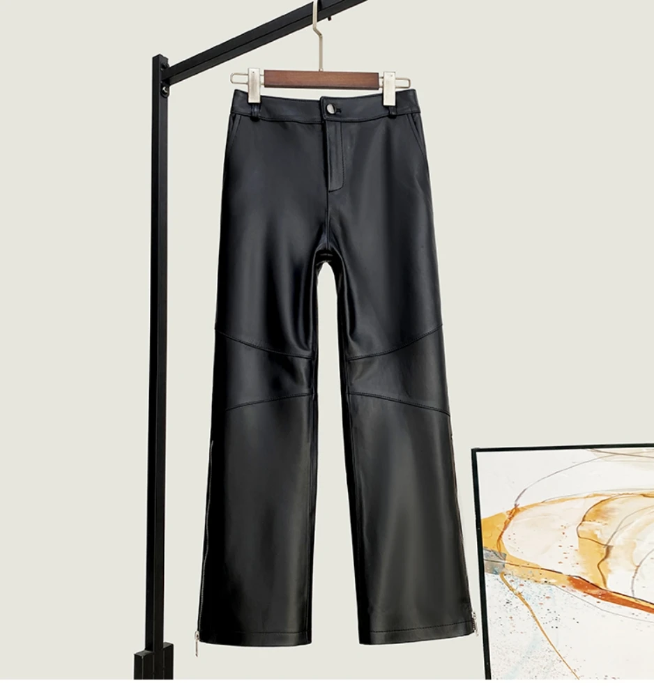 2023 Autumn Winter Brand New Designer Women's High Quality Genuine Leather Straight Pants A660 original molten volleyball v5m5000 new brand high quality genuine molten pu material official size 5 volleyball волейбольный мяч