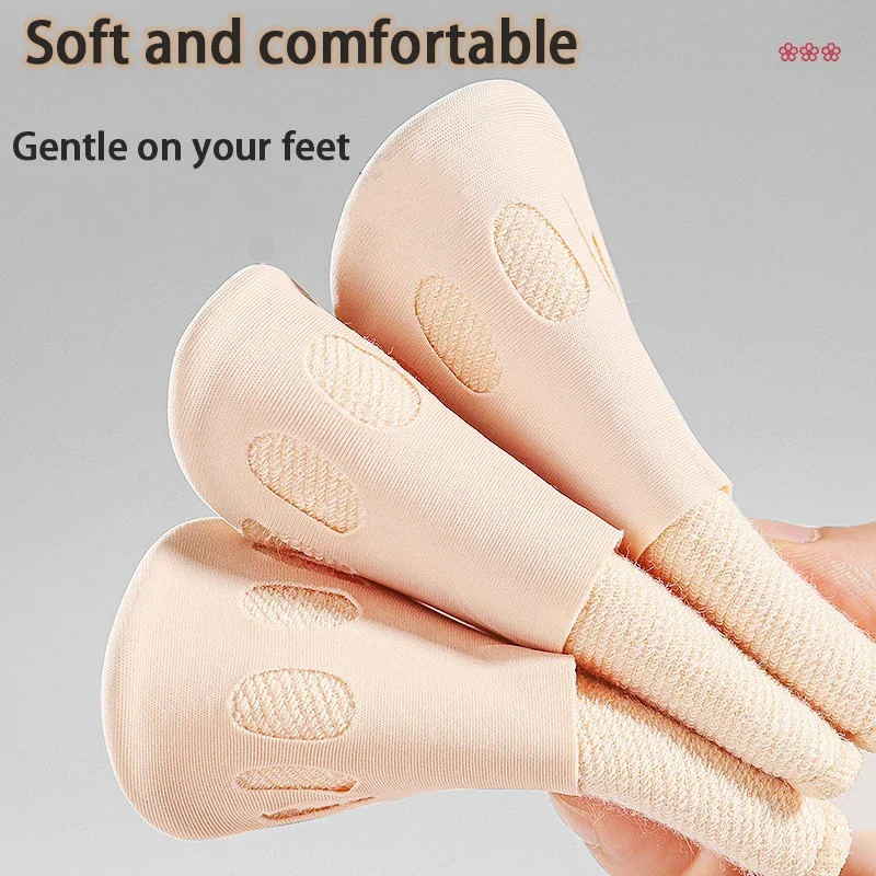 2Pair Women High Heels Non-slip Forefoot Cushion Breathable Ice Silk Invisible Sock Cushion Foot Pain Relief Forefoot