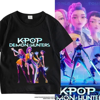 HUNTRX Cloth k-pop Demon Hunters T Shirt K pop Sleeve Rumi Mira Zoye Kpop Warriors T-shirt Huntrix kpop Tshirt Kids Clothing 1