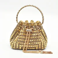 New Fashion Gold Color Shoes and Bags To Match Set Nigeria Party Women's Wedding Bag and Shoe Set Decorated with Rhinestone - Image 3