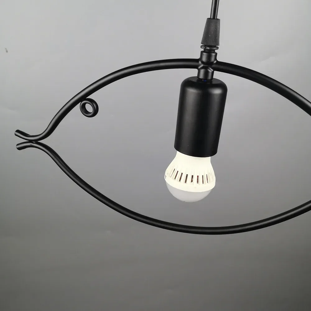 Creative American Country Retro Industrial Style Light  Nordic Iron Fish Chandelier Personalized Modern Simple Lighting Fixtures 4