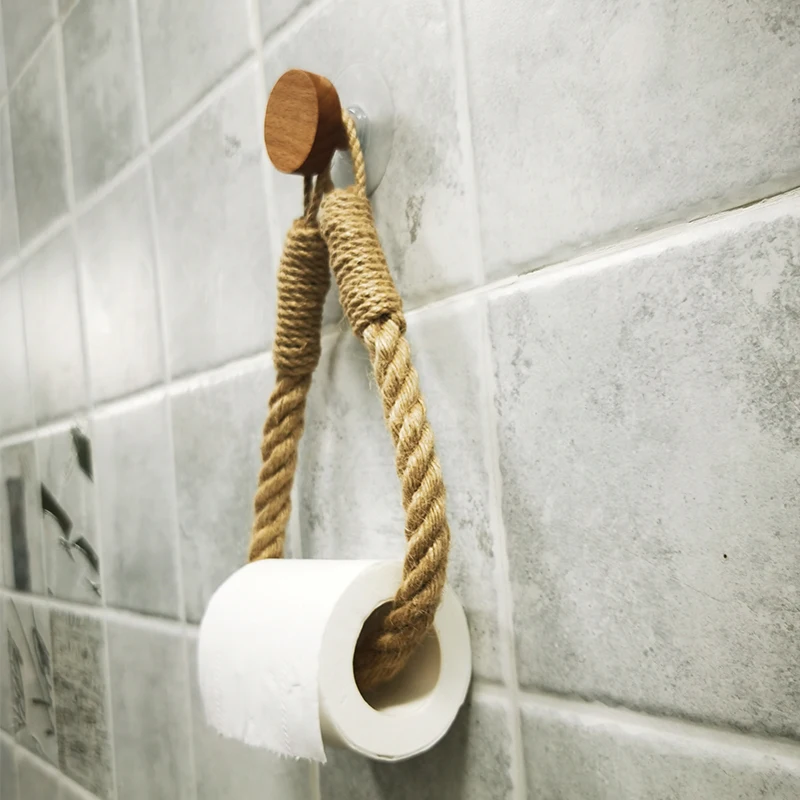 Nail-free Sticker Towel Rack Bathroom Wooden Hook Paper Towel Rack Bathroom Toilet Accessories Set Paper Holder
