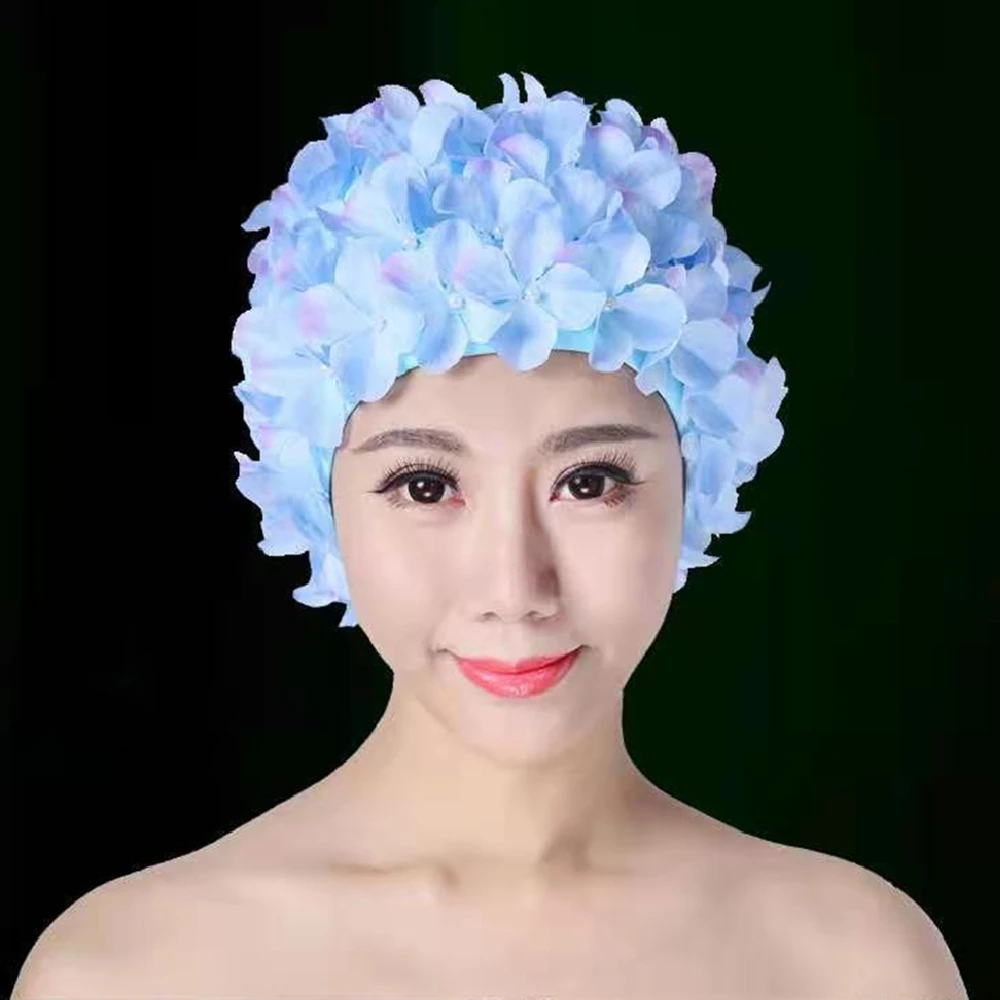 Gorros De Natación De Pétalos 3D Para Mujer, Gorro De Baño Delicado, Gorro De Flor Retro