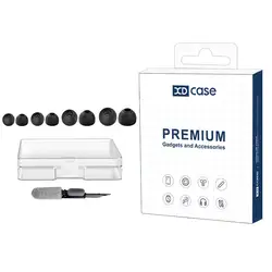 Premium 4 - Pair Silicone Ear Tips Kit - XS, S, M, L Sizes (Black)
