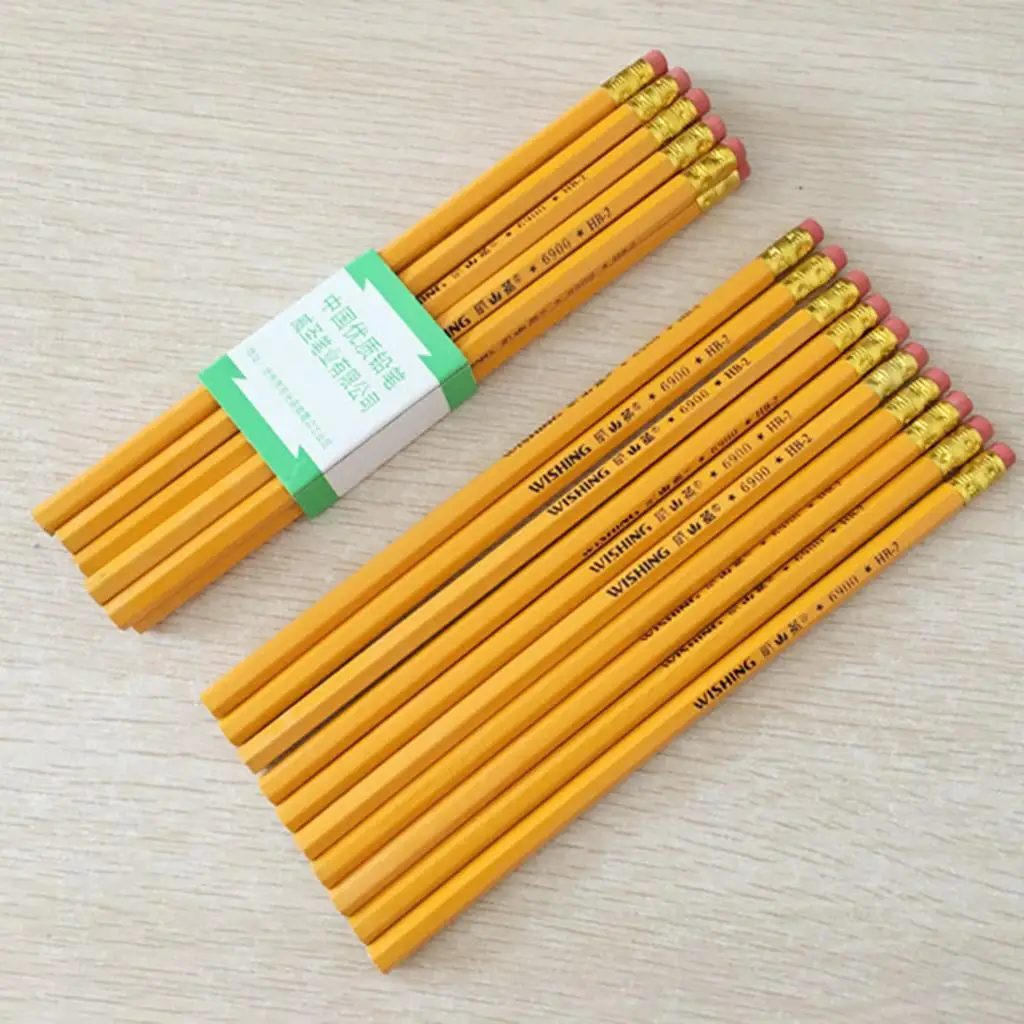 10 Pcs No.2 Woodcase Pencils Office School Break Resistant Yellow Barrel