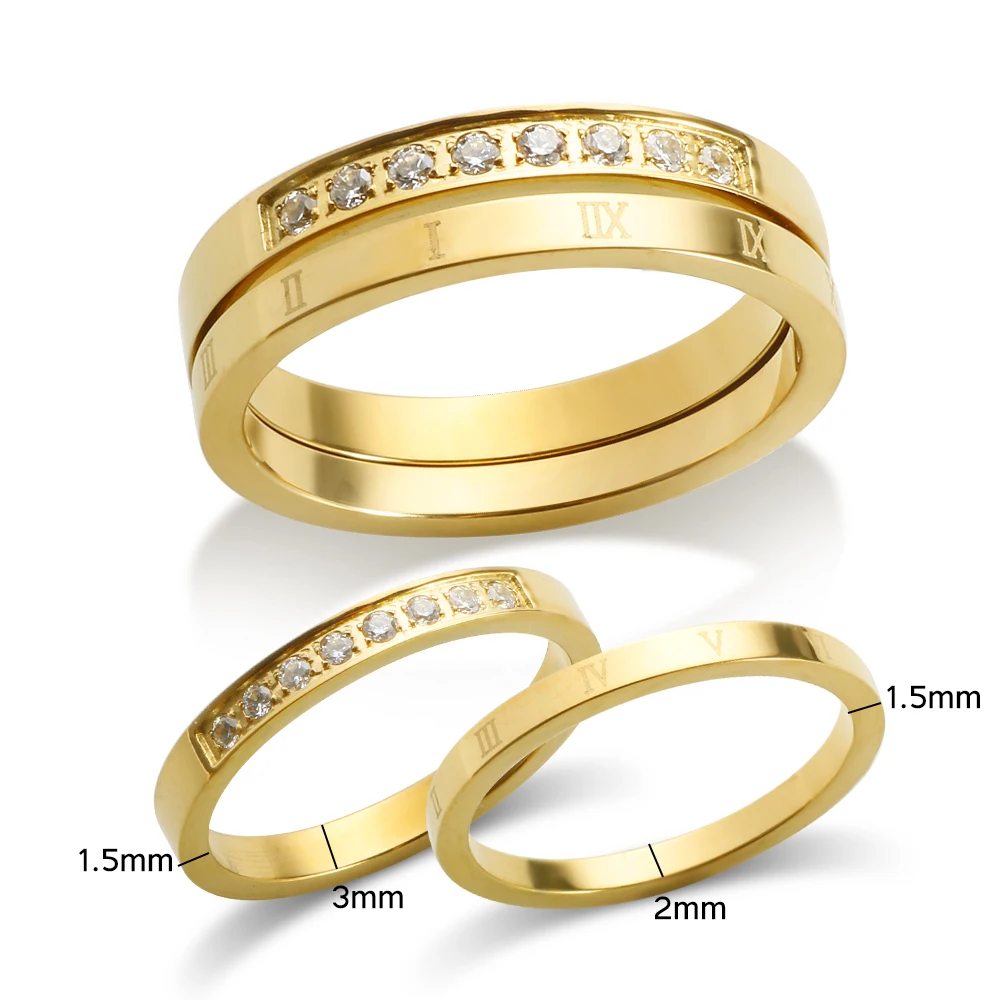 クロチェ/10kリング/3点セット Stainless Steel Finger Rings | Cubic Zirconia Finger Rings