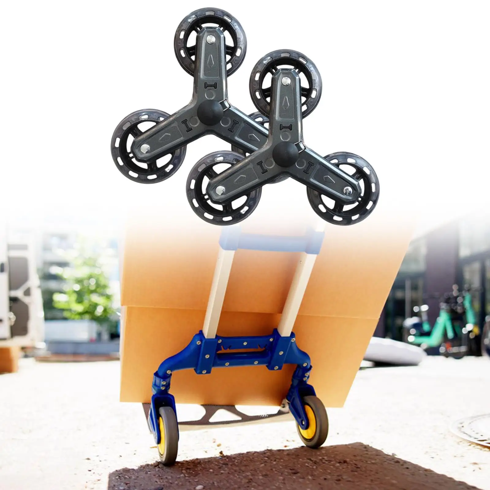 2 Pieces Shopping Cart Trolley Wheels Accessory Black Repair Parts Portable Simple Installation Replacement Stair Climber Wheels