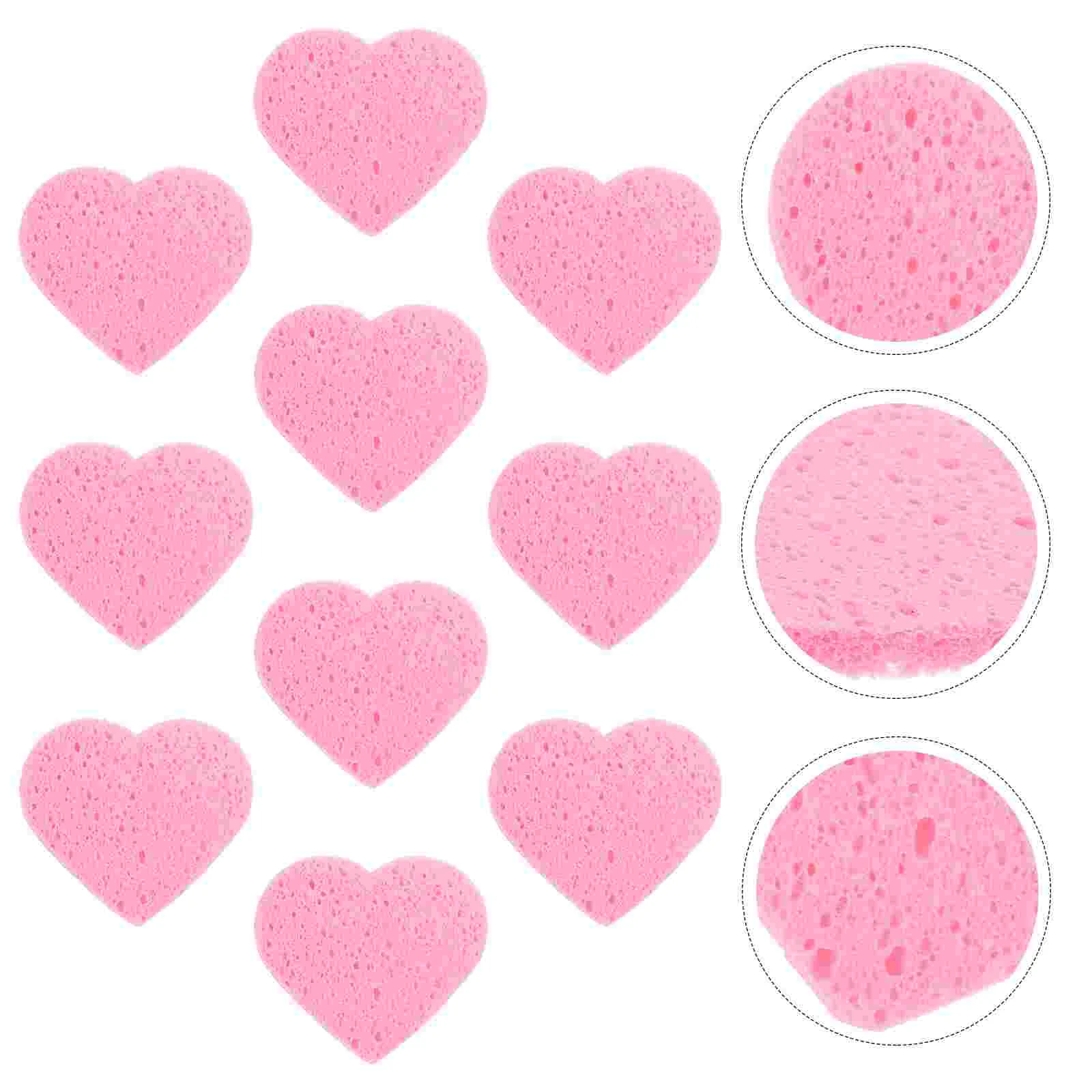 

10PCS Heart Shape Sponge Reusable Makeup Remover Pads Cleaning Puffs Bathroom Cleaner Sponge for Makeup Exfoliating
