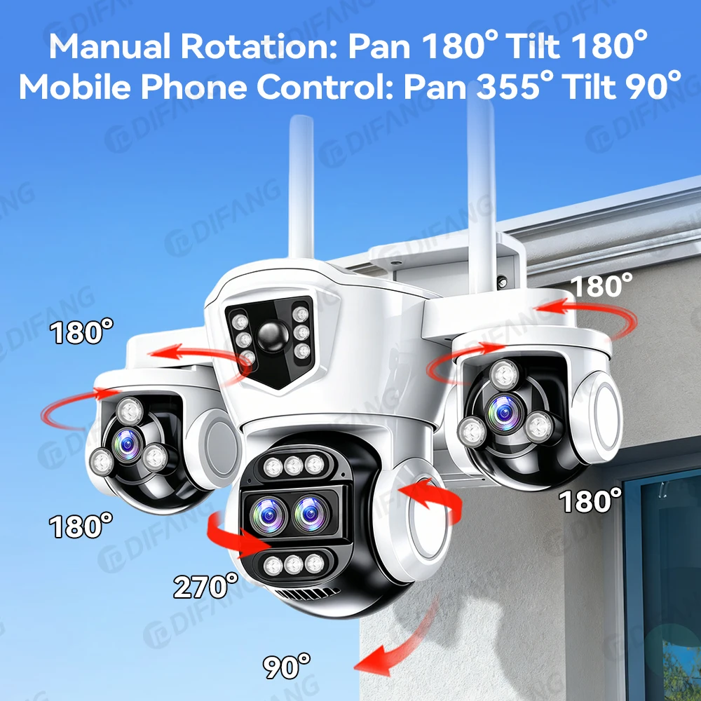 20MP 10X Optical Zoom WiFi Security Cam Four Lens Three Screens Auto Tracking 6K Dual Len Waterproof WiFi CCTV Cam 10K 20MP 3
