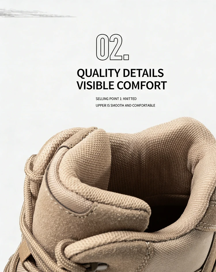 Taktische Kampfstiefel für Herren, Desert-Schnürstiefel, rutschfeste Arbeitsschuhe für den Außenbereich, Militär-Knöchelstiefel, dicke Sohle, große Größe 39–47 – Detail 4