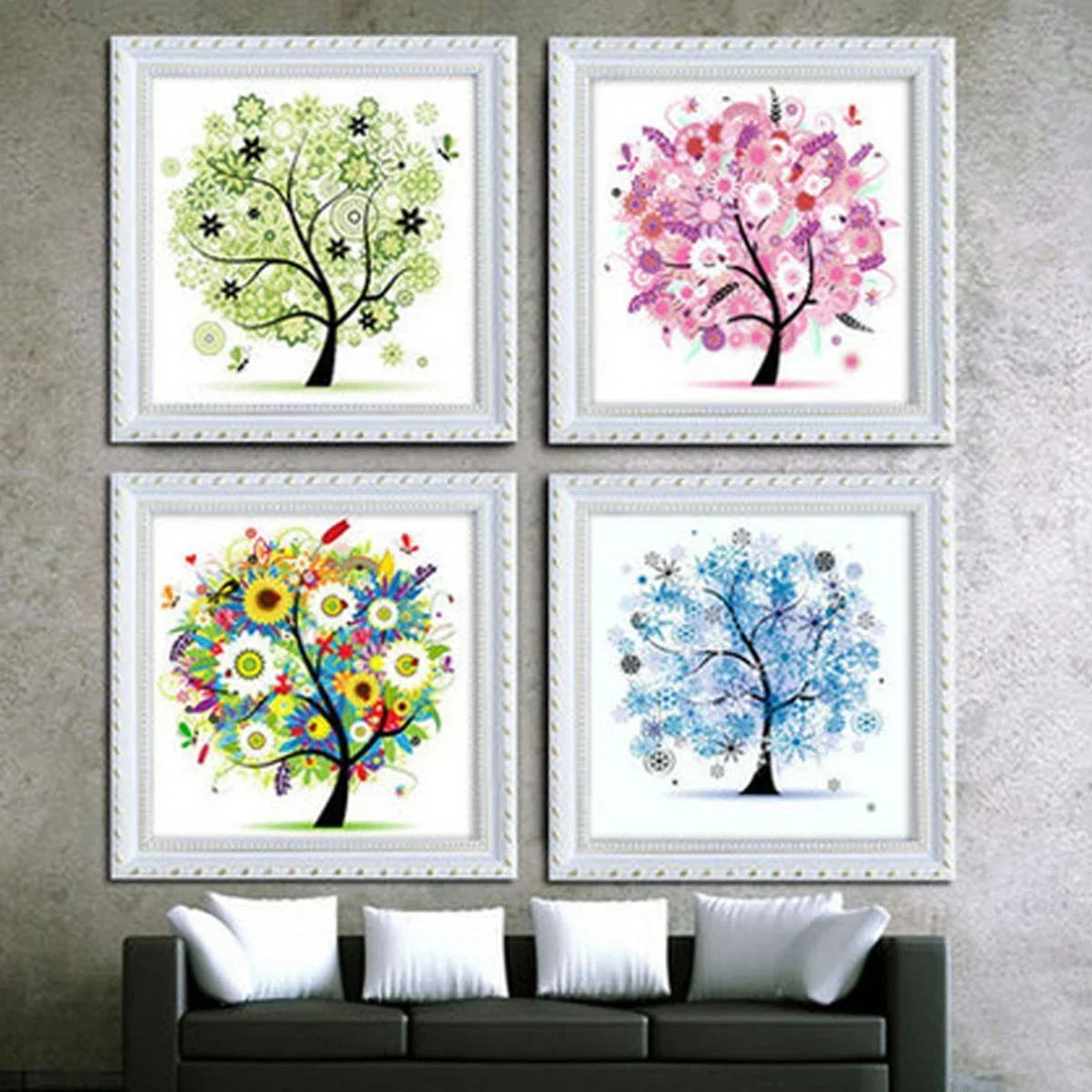 Four Seasons Tree Counted Cross Stitch Kit, Coton Canvas 45cm