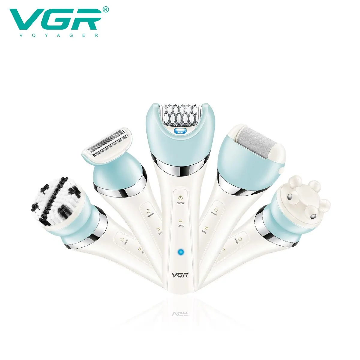 VGR Epilator 5 In 1 Electri Women Epilator Female Shaver Leg Body Hair Remover Lady Bikini Trimmer Facial Cleaning Massage V-703 2