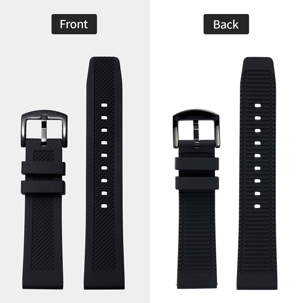 22mm Silicone Watch Bands Waterproof Replacement Steel Buckle Watch Straps Stainless Accessories Soft Rubber Watchbands for Men