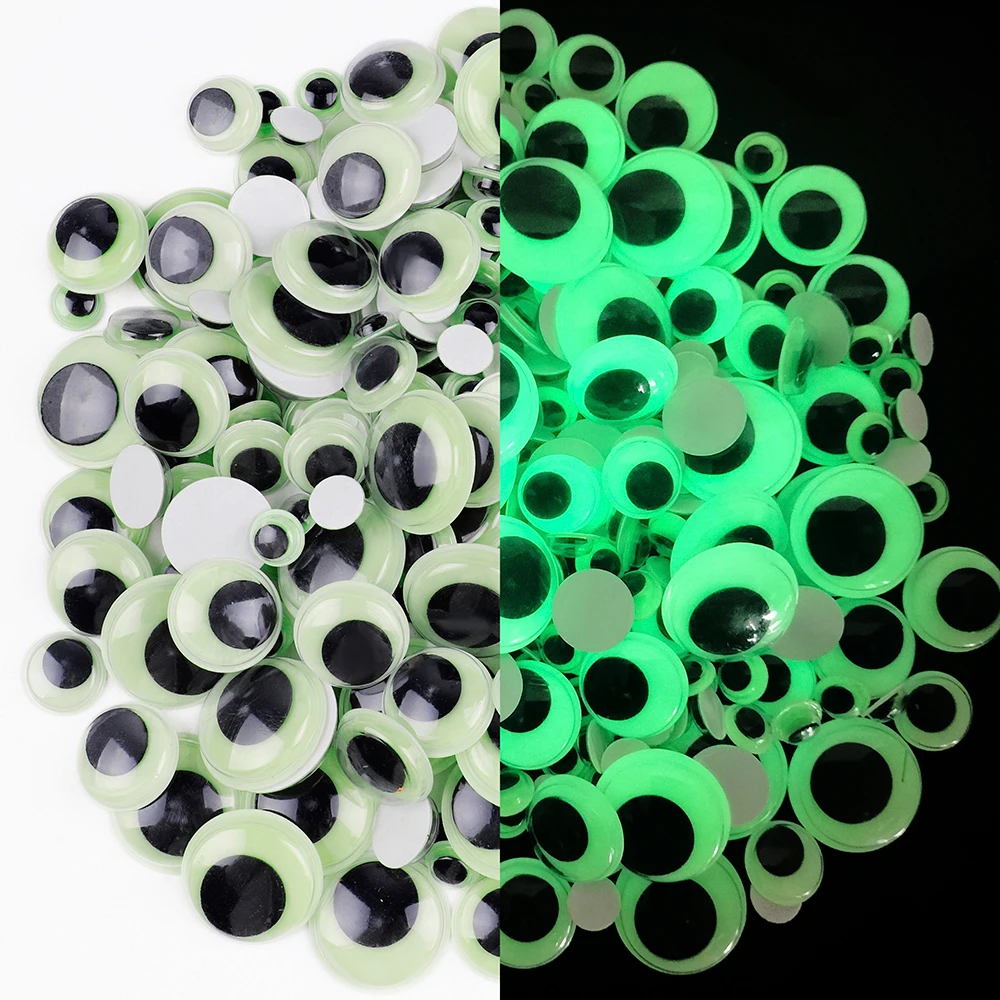 Mix Size Luminous Plastic Eye PE Wiggly Googly Eyes (With Self-adhesive) For Toy Accessory DIY Crafts H0227