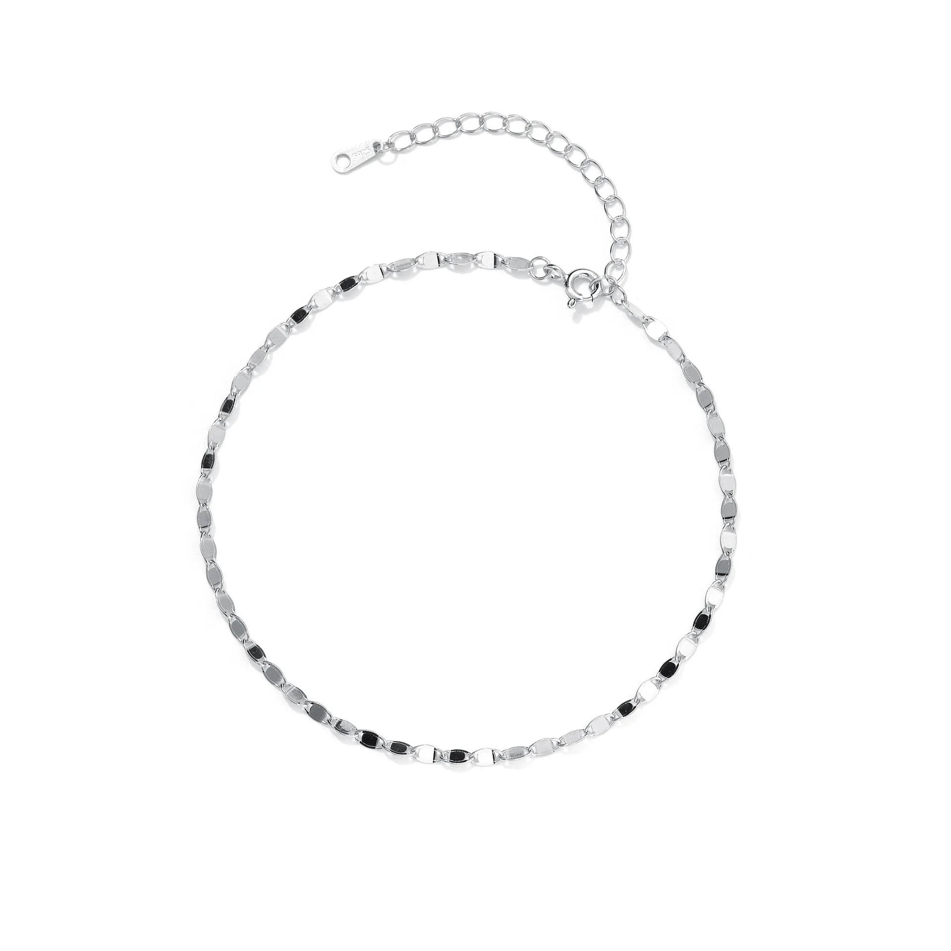 925 Sterling Silver Shining Sparkling Simple Anklet for Women Korean Exquisite Elegant Summer Foot Accessories