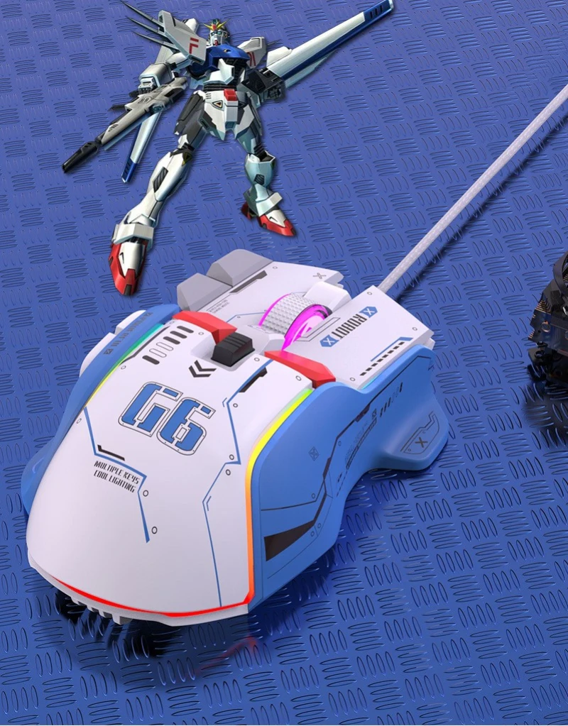 Gundam Bumblebee Mechanical Wired Mouse Transfor Mecha RGB Light