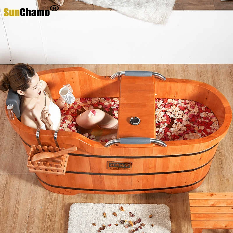 High Quality Cedar Barrel Bath Tub Security Seat Support Bathtub for Adult Shower Cushion Solid Wood Sauna Spa
