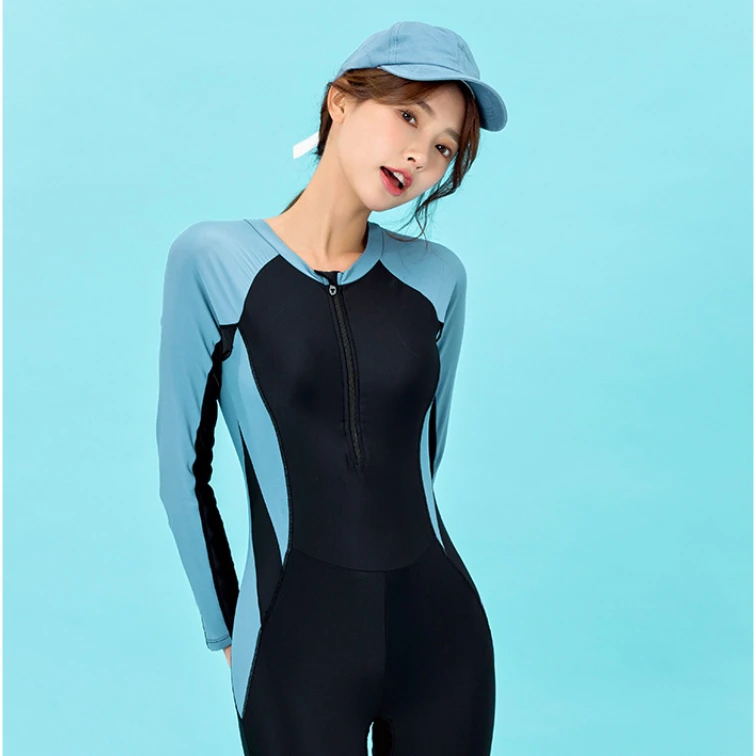 Costume Da Bagno Taglie Forti Conservatore Femminile Protezione Solare Monopezzo Pantaloni A Maniche Lunghe Muta Da Sub Allenamento Sportivo Costume D