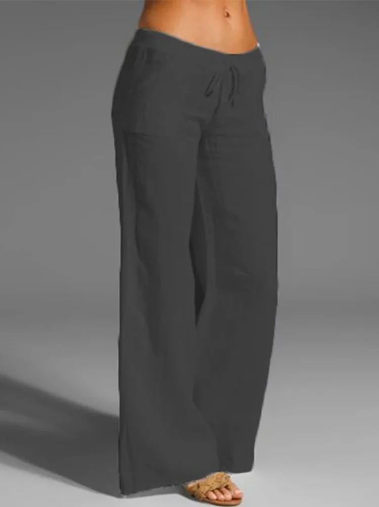 Sommer übergroße Hose mit weitem Bein Frauen Vintage Baumwolle Leinen Palazzo Mode lange Hose lässig elastische Taille solide Pantalon 5xl